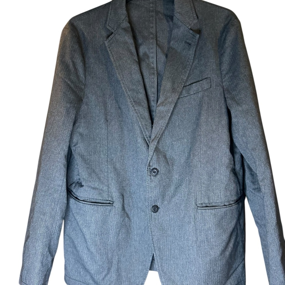 Armani Collezioni 44R Gray Herringbone Elbow Patch Sport Coat Blazer